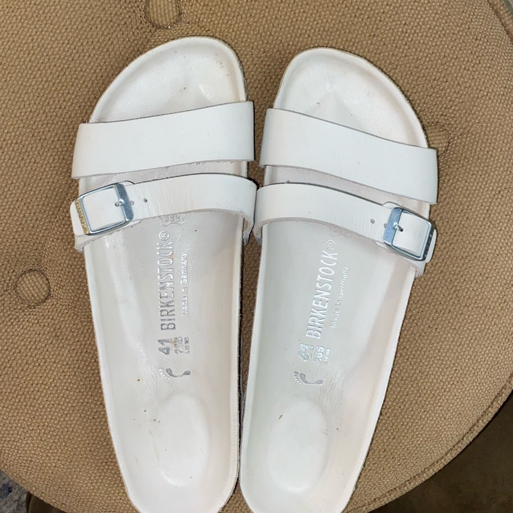 White Birkenstock slip on shoes sandals strap size 41